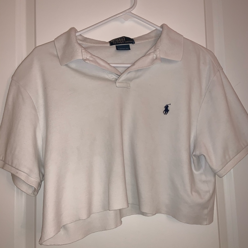 vintage white cropped polo shirt